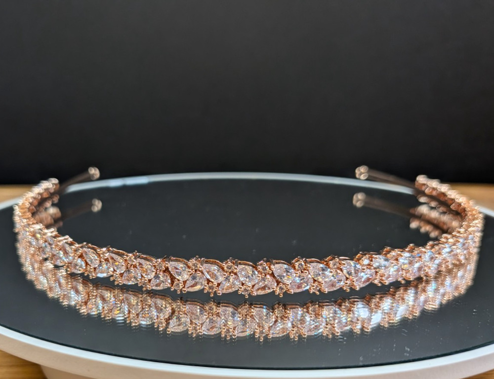 Rose Gold Bridal Headband Crystal Rhinestone Wedding Hair Vine Tiara Crown